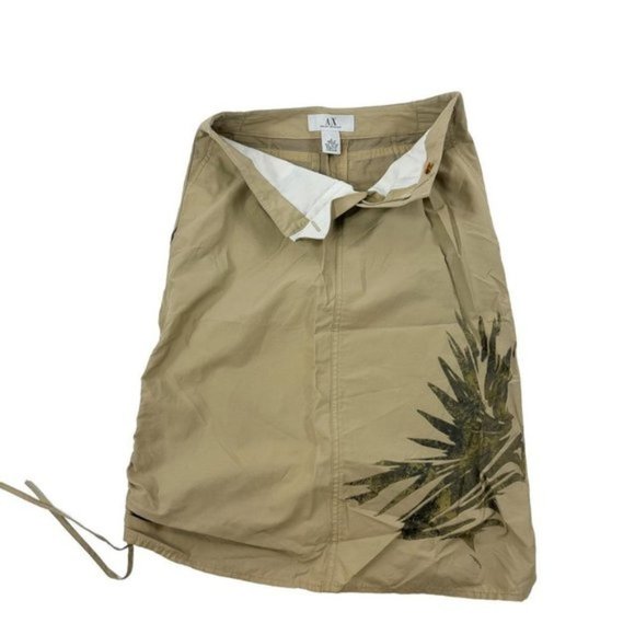 Gorgeous vintage 90s Armani Exchange Khaki Midi Skirt with abstract Motif and dr - Picture 4 of 8